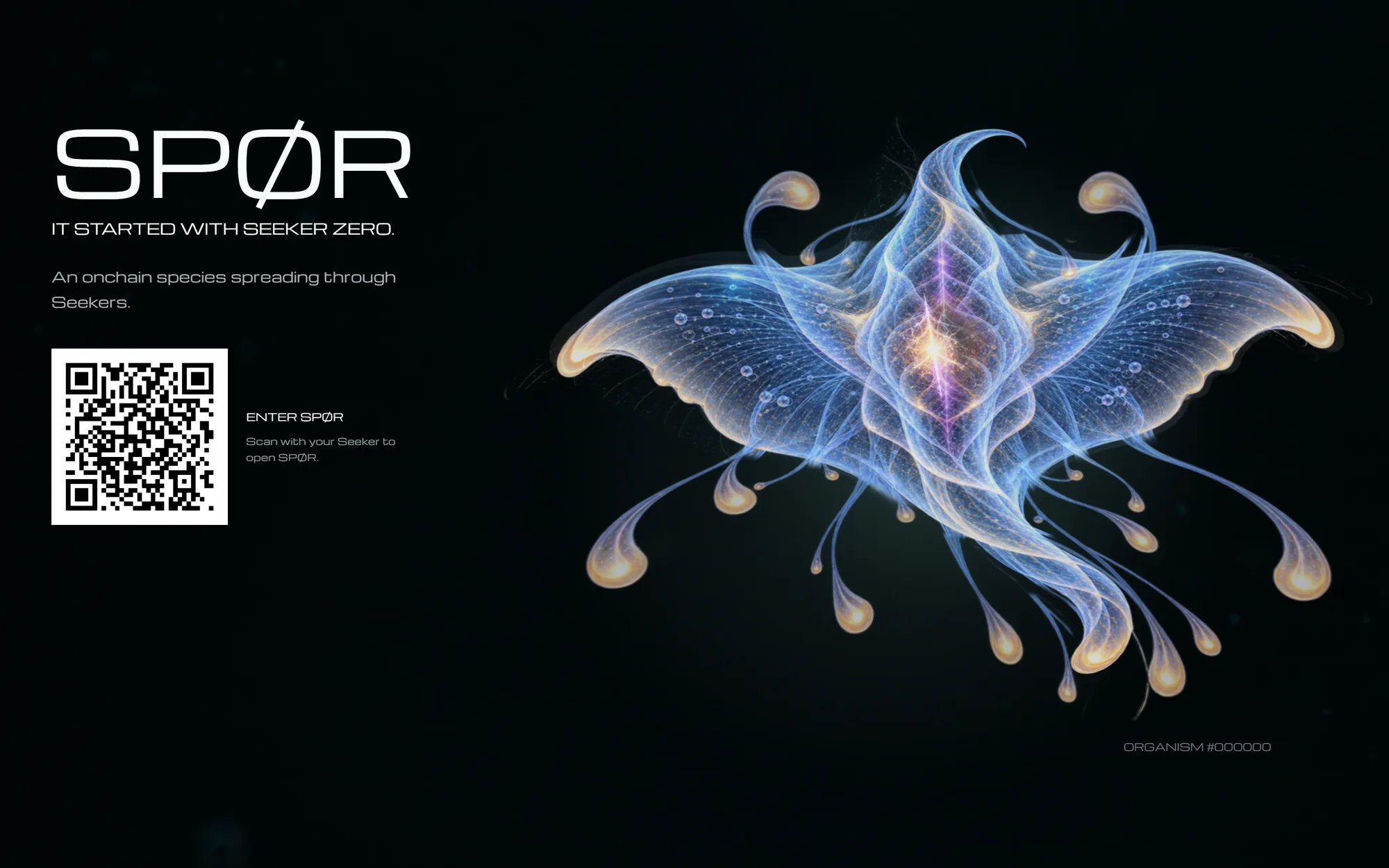 SPØR site showing organism #000000, Seeker Zero